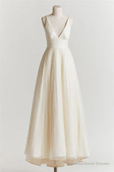 Deep V Neck Prom Dress, White Prom Dress, Fashion Prom Dress, Sexy Party Dress, Custom Made Evening Dress